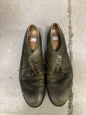 MENS PAUL SMITH DARK GREEN LEATHER DRESS SHOES UK