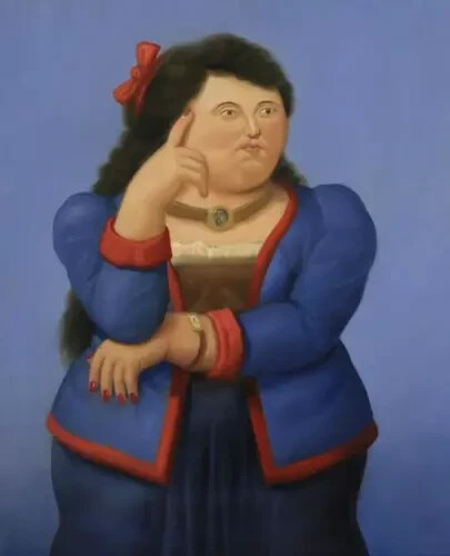 Handmade Oil Painting Reproduction Of Fernando Botero Fat Girl On Canvas 24"x36" - Picture 2 of 2