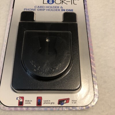 Socket Lock-It,  Adhesive Card Holder + Phone Grip Holder in One. NEW, SEALED 