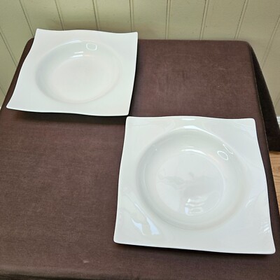 2 Via by Ritzenhoff & Breker De Sinfonia 8 5/8  Rimmed Soup Pasta Bowls Square
