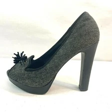Christian Siriano for Payless Gray Cloth Peep Toe Heels- Size 7