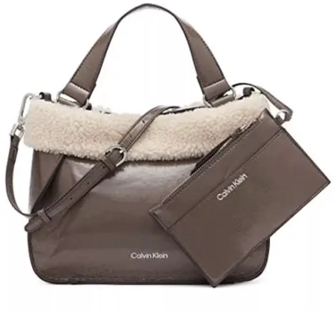 Calvin Klein Estelle Novelty Crossbody Bag Handbag Modern Taupe Natural NWT