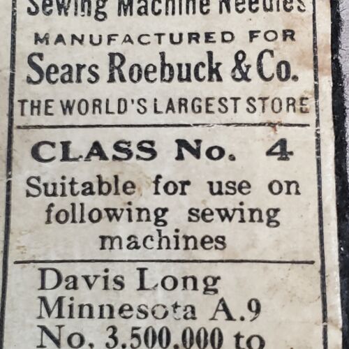 Macchina da cucire pubblicitaria vintage Sears Roebuck & Co aghi carta da collezione - Foto 6 di 8