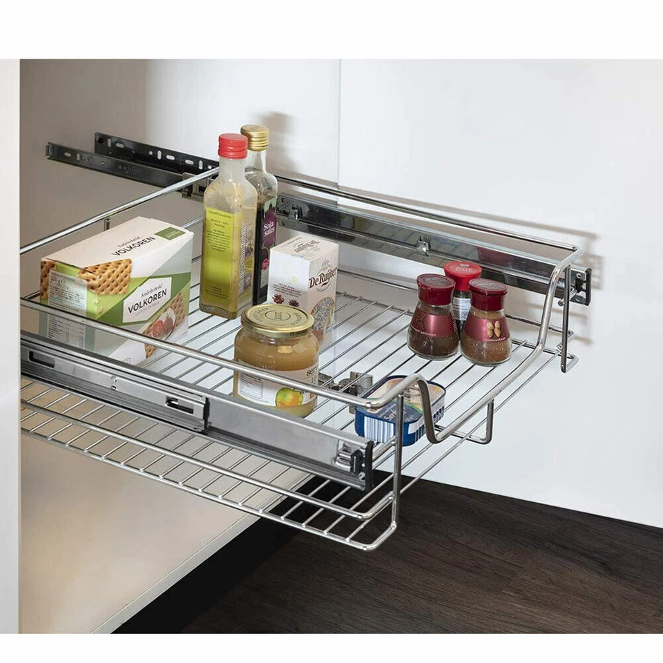 Cassetto Telescopico Cucina 60cm Cestello Mensola Estraibile Salvaspazio Acciaio - Immagine 4 di 4