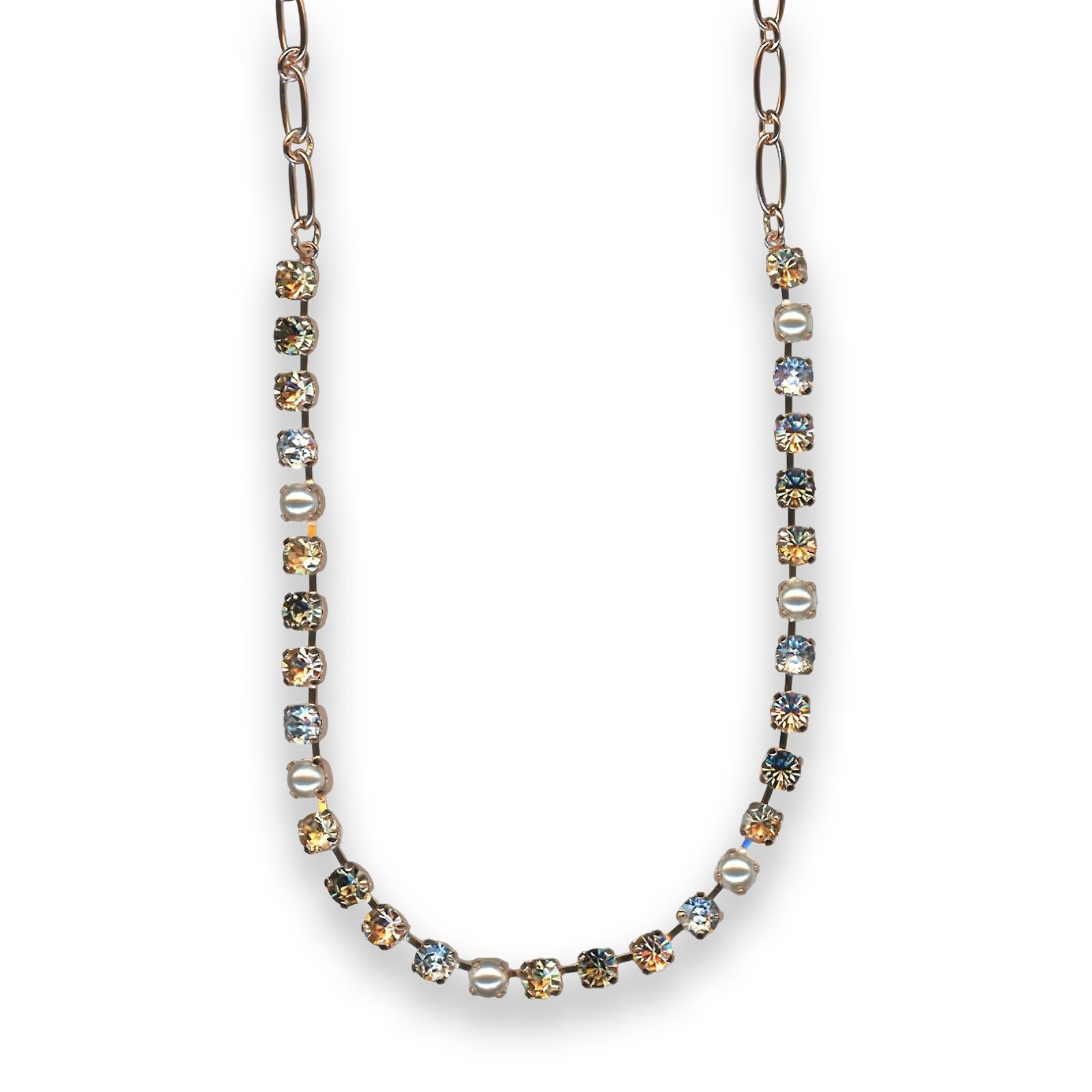 Elegant Mariana Necklace with Pearl and Golden Swarovski Crystals-image