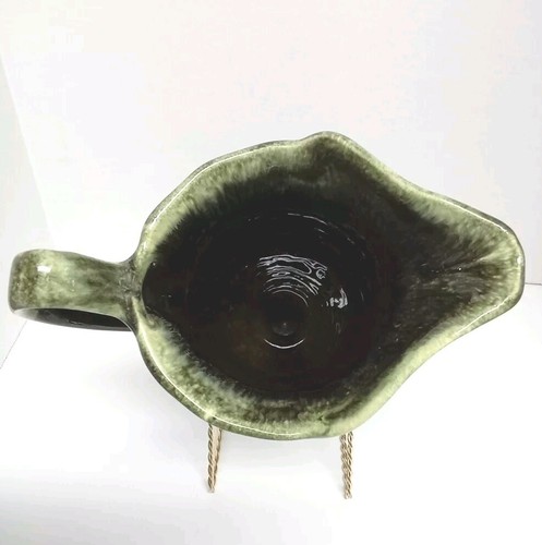 Hull USA Imperial Pottery Vtg Pitcher F32 Green Drip 10 Inch - Picture 5 of 8