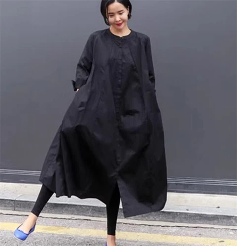 Lockeres Damen-Shirtkleid Übergröße Overknee japanisches lässiges langes Kleid - Bild 10 von 26