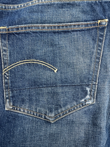 G-Star '3301 LOW TAPERED RL' Selvedge Medium Aged Destroy Jeans Size W34 L36. - Picture 10 of 14