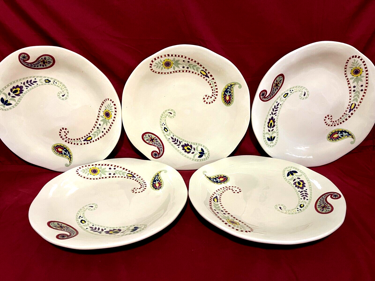 Mikasa Brava Paisley Gourmet Basics Set Of 5 Unused Scalloped