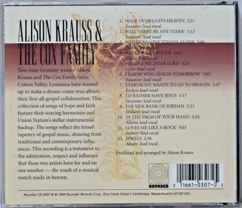 Alison Krauss & The Cox Family I know Who Holds Tomorrow AS NEW CD 1994 Rounder - Picture 2 of 2