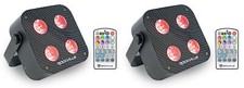  2 Rockville MINI RF4 V2 Black DJ/Party Wash Lights RF Remote APP Wireless DMX