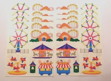 Mrs. Grossman's Stickers Lot of 10 Sheets ~Carnival Rides~ 1999 Vintage 6x6