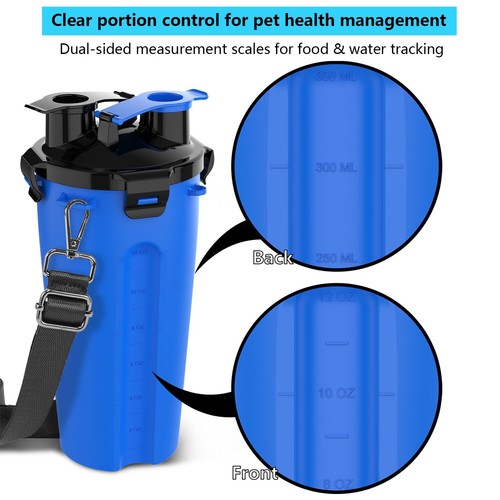 Dog Travel Water Bottle Dispenser with Portable Collapsible Bowls Food Container - Picture 29 of 49