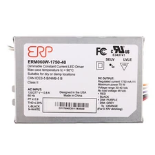 ERP ERM060W-1750-40 DIMMABLE CONSTANT CURRENT LED DRIVER, 1750MA, 70W, 30-40VDC