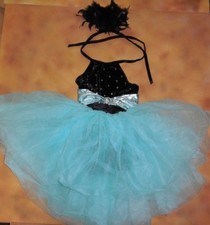 NWOT Weissman's Ballet Dance Black Velvet Halter European Length Costume Lrg Chd