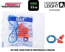 25 MAXIMUM CORDED Disposable Shooting Sleep Aid Noise Reduction Ear Plugs NRR33