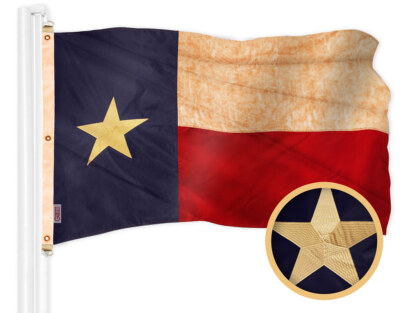 NEW G128 Texas Tea-Stained Flag 5x8 Ft, State Embroidered 420D Polyester