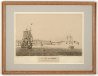1re Vue de Brest (1st View of Brest) Engraving/Aquatint by A. L. Garneray ~1830