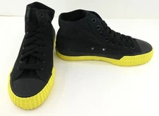 PF Flyers Center Reissue Mid Black Yellow Canvas Womens 6