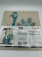 3 Sprouts Children's Foldable Fabric Storage Cube Box Soft Toy Bin, Blue Peacock
