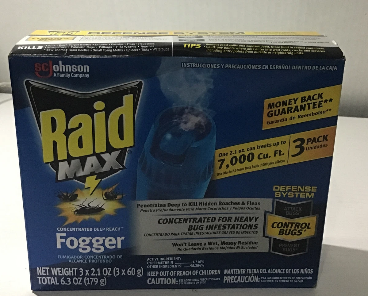 RAID MAX NO Mess Dry Fogger Defense System Unit Treats