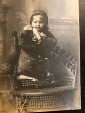 Antique "ADORABLE BABY GIRL" RPPC 1909 Postcard Made in USA