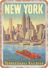 METAL SIGN - 1950 New York Pennsylvania Railroad Vintage Ad