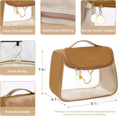 With Hook Portable Women's Clear Makeup Bag,Waterproof Travel Toiletry Bag - Picture 4 of 6