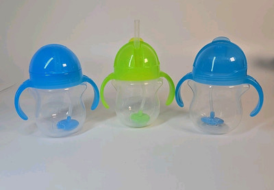 Any Angle Sippy Cup for Toddlers, Weighted 3 Pack - Blue/Green - Munchkin
