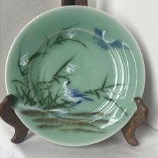 Japanese Porcelain  Enameled Celadon plate