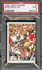 1985 Topps Stickers #1 Super Bowl XIX Joe Montana PSA 9 MINT 49ers