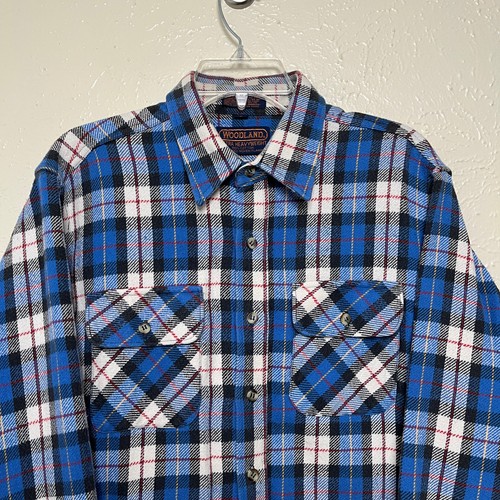 Camicia Woodland uomo L blu a quadri extra pesante flanella vintage Jugoslavia - Foto 6 di 14
