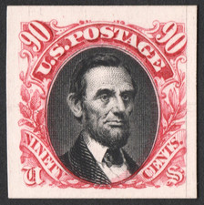 US Sc# 122P4 *MINT NGAI NH* { -XF- 90c A. LINCOLN } BEAUTY PROOF CARD FROM 1869