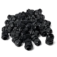 MGI SpeedWare 1/2" NPT Strain Relief Nylon Cord Grip Cable Glands, Black Plas...