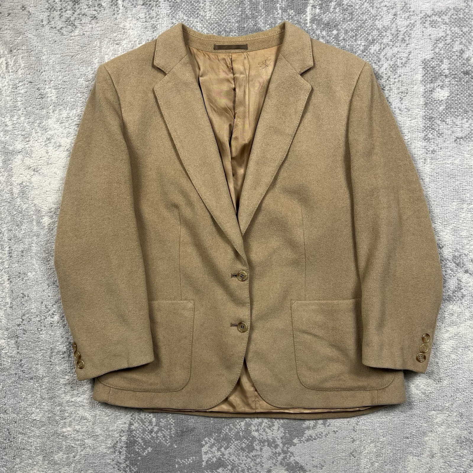 Vintage Burberry's Blazer Women's 16 Reg 100% Camel Hair Wool Tan Brown 1990s