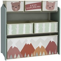 Kinderregal Spielzeugregal Mit 6 Herausnehmbare Boxen Aus Vliesstoff, GrüN