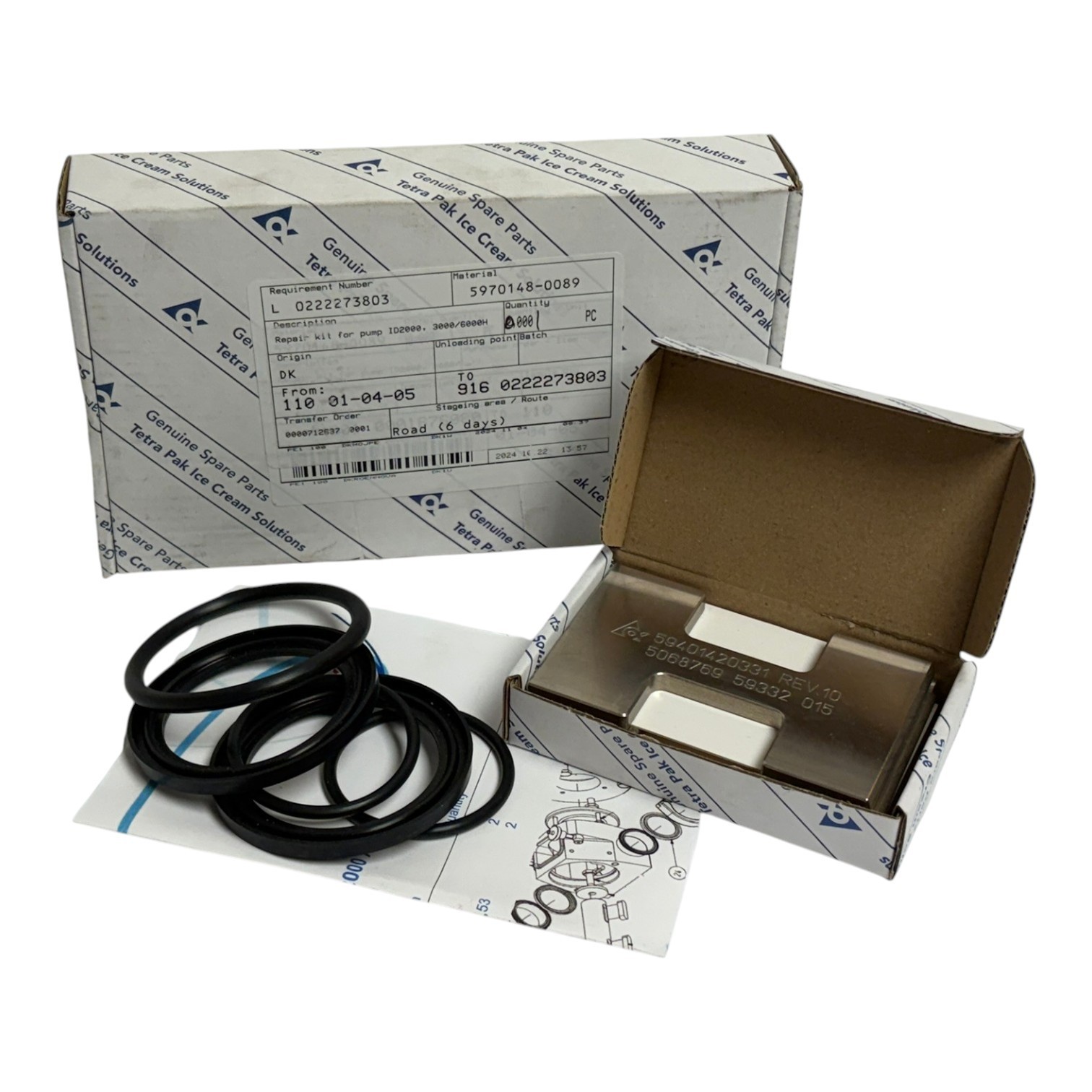 Tetra Pak ID2000 Pump Repair Kit 5970148-0089 with 3 Stamped Scraper Blades