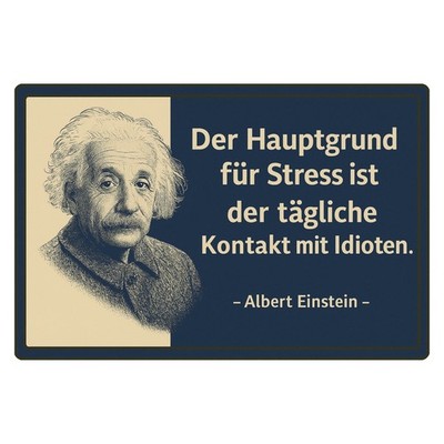 Einstein Albert Spruch Stress Blechschild | 20x30cm | Schild Metallschild