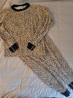 GUC Vintage Hanna Andersson Leopard Animal Print pajamas long johns 130 8 9