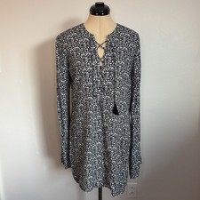 NWT Faithfull the Brand Roman Dress in Winter Tales, Navy Floral Lace Up, L