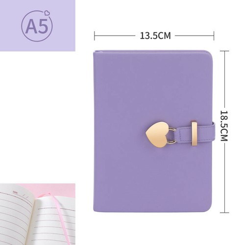 A5 PU Leather Pink Cute Journal Notebook Lined Paper Diary Gift Heart Lock & - Picture 18 of 18