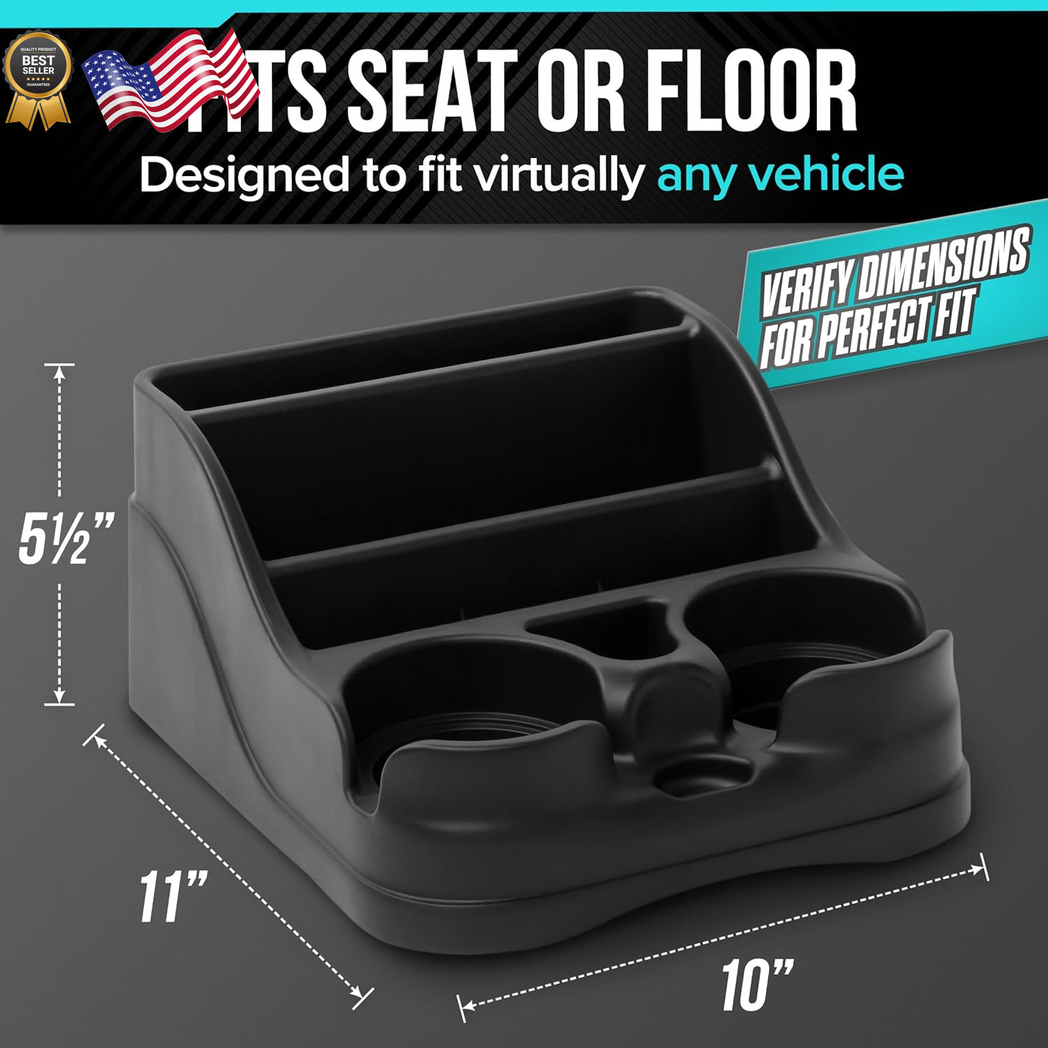 Small Center Console for Cars Trucks Minivans SUVs Vehicle Organizer Cup Holders