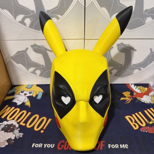 🎃Adult Size PIKACHU DEADPOOL PIKAPOOL Cosplay Helmet Mask Wearable Or Display