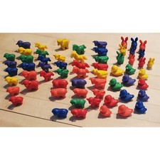 Counting Sorting Rubber Plastic Animals Set Of 60 PreSchool Homeschool Games