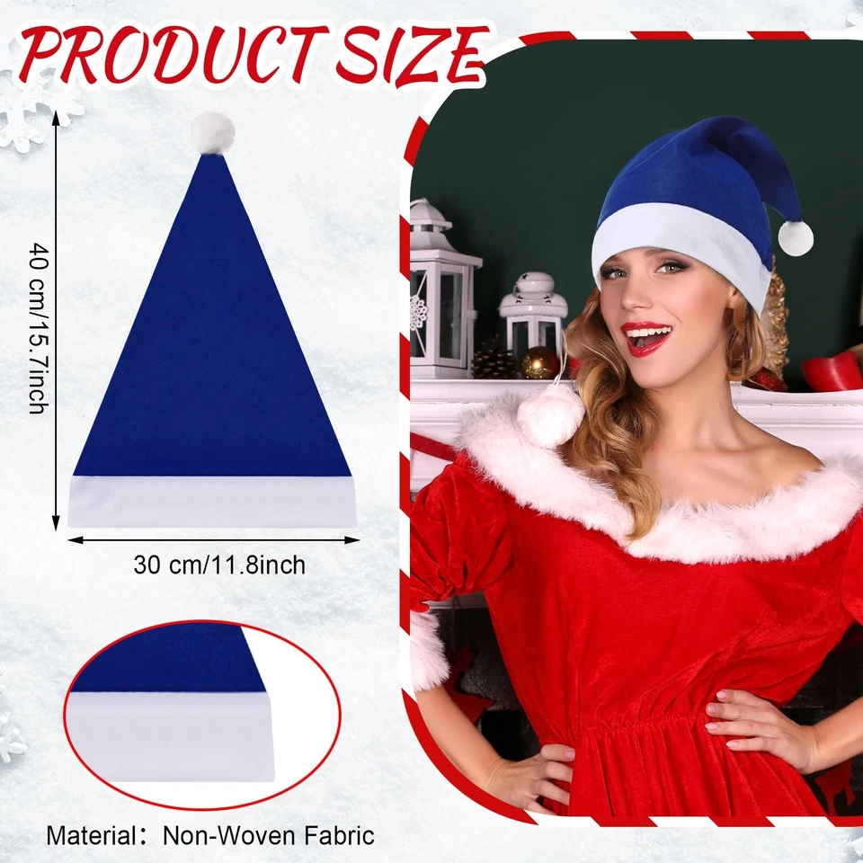 Рождественские шляпы Vicenpal 100 шт. оптом рождественские шляпы для взрослых нетканые тканевые... - Изображение 2 из 4