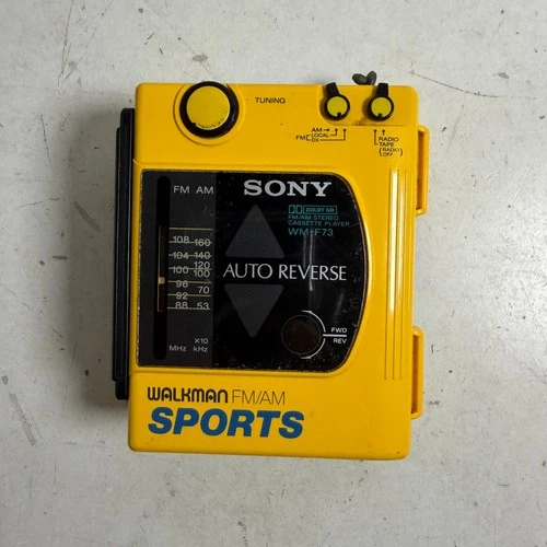 Vintage Sony Walkman Sports WM-F73 Yellow Portable Cassette Player - For Parts