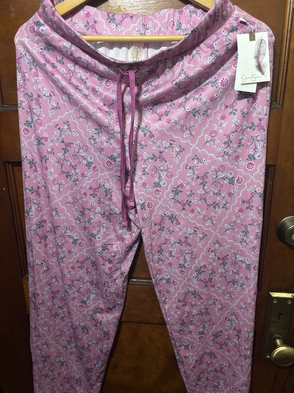 NWT! Jessica Simpson Women's Sz S Soft Knit Floral Pink Printed Pajama Pants