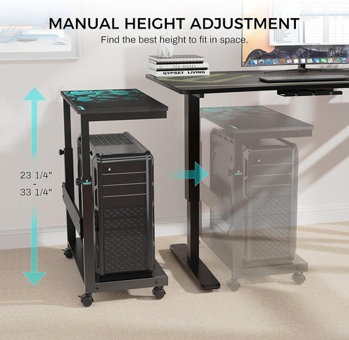 ERGONOMIC Height Adjustable Computer Tower Stand 2-Tier ATX-Case CPU Holder - Picture 5 of 10