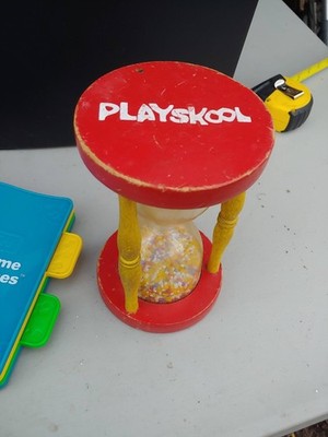 Vintage Playskool Toy Hourglass 1950's Egg Timer  Wooden 