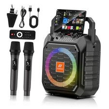 D69 Karaoke Machine - Portable Bluetooth PA Speaker - 2 Wireless D69-2 Mics